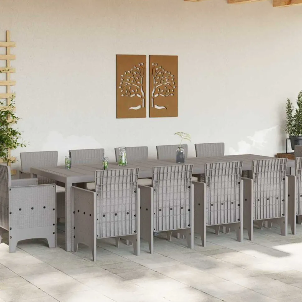 VIDAXL - Ensemble de salle à manger pour jardin avec coussin gris clair