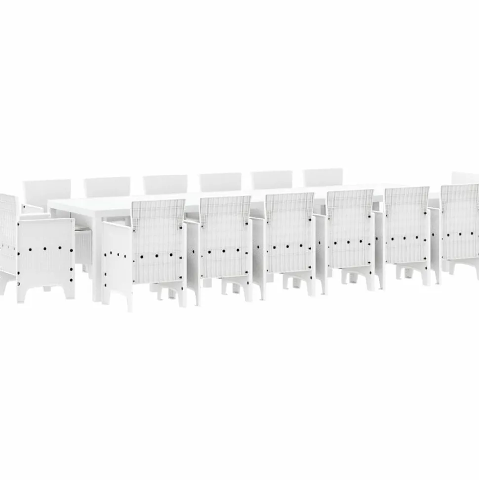 VIDAXL - Ensemble de salle à manger pour jardin 15 pcs blanc rattan polt