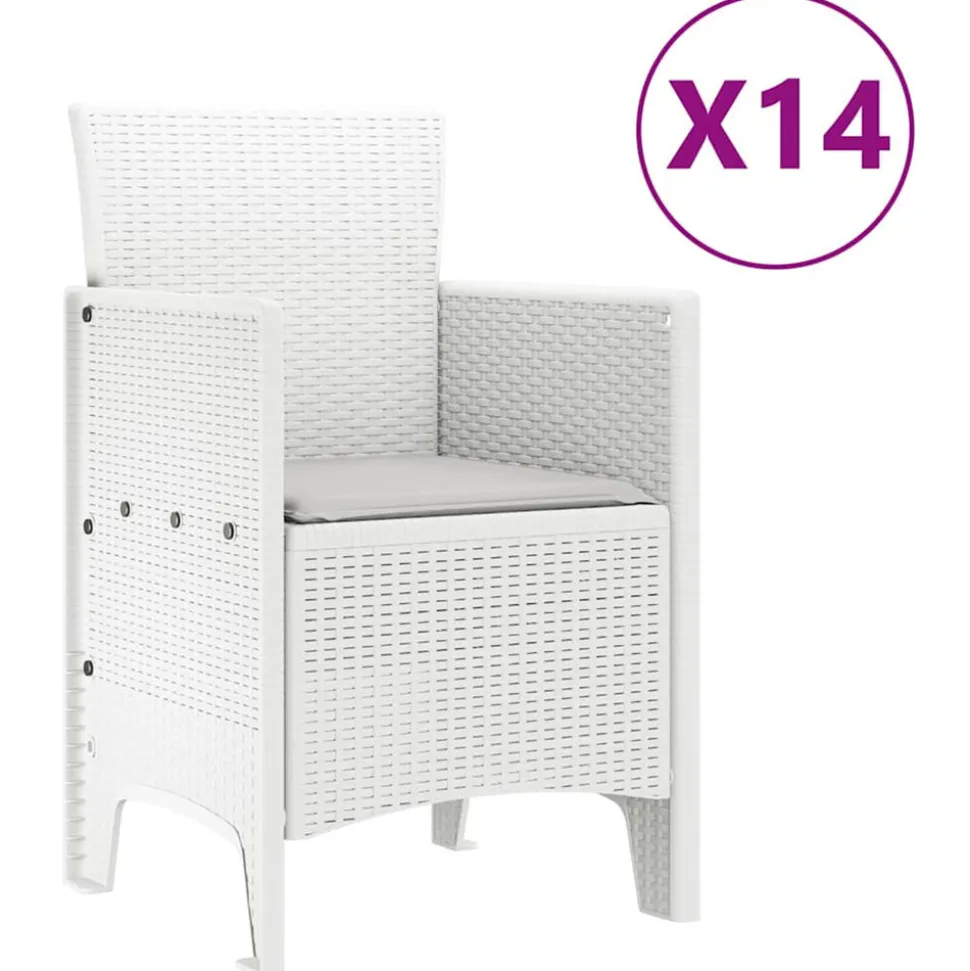 VIDAXL - Ensemble de salle à manger pour jardin 15 pcs blanc rattan polt