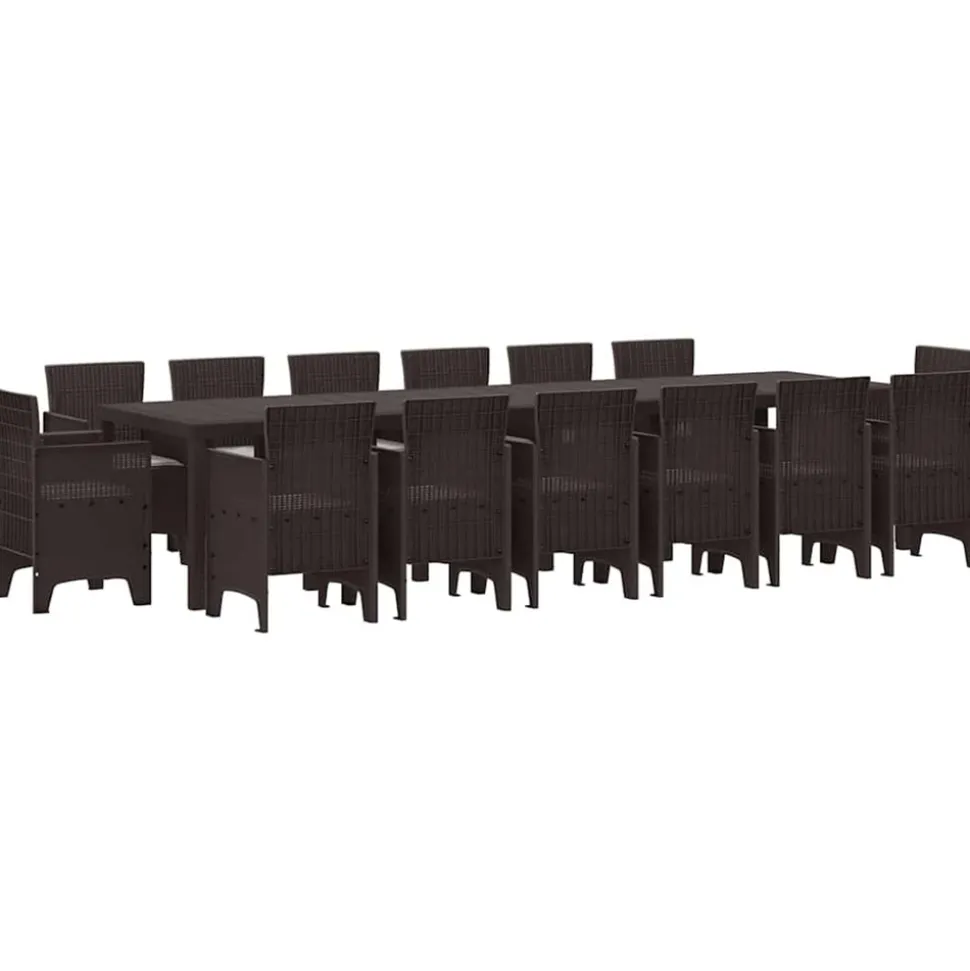 VIDAXL - Ensemble de salle à manger pour jardin 15 pcs marron