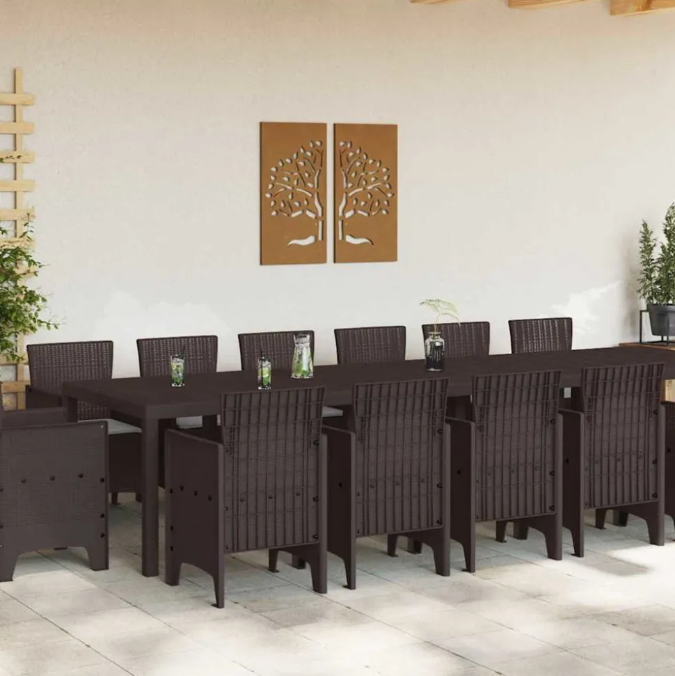 VIDAXL - Ensemble de salle à manger pour jardin 15 pcs marron
