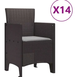 VIDAXL - Ensemble de salle à manger pour jardin 15 pcs marron