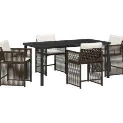 VIDAXL - Ensemble de salle à manger pour jardin 5 pcs marron polyrotin