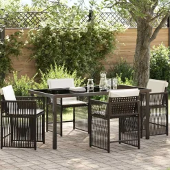 VIDAXL - Ensemble de salle à manger pour jardin 5 pcs marron polyrotin