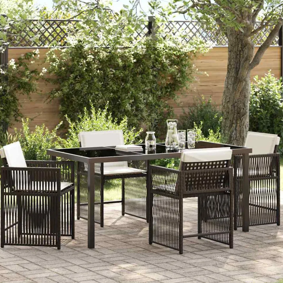 VIDAXL - Ensemble de salle à manger pour jardin 5 pcs marron polyrotin