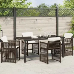 VIDAXL - Ensemble de salle à manger pour jardin 5 pcs marron polyrotin