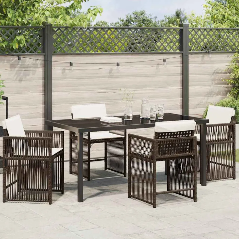VIDAXL - Ensemble de salle à manger pour jardin 5 pcs marron polyrotin