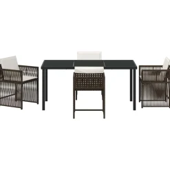 VIDAXL - Ensemble de salle à manger pour jardin 5 pcs marron polyrotin