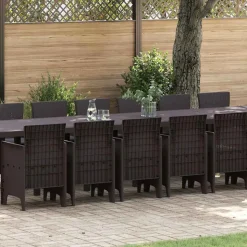 VIDAXL - Ensemble de salle à manger pour jardin 17 pcs marron