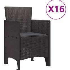 VIDAXL - Ensemble de salle à manger pour jardin 17 pcs marron