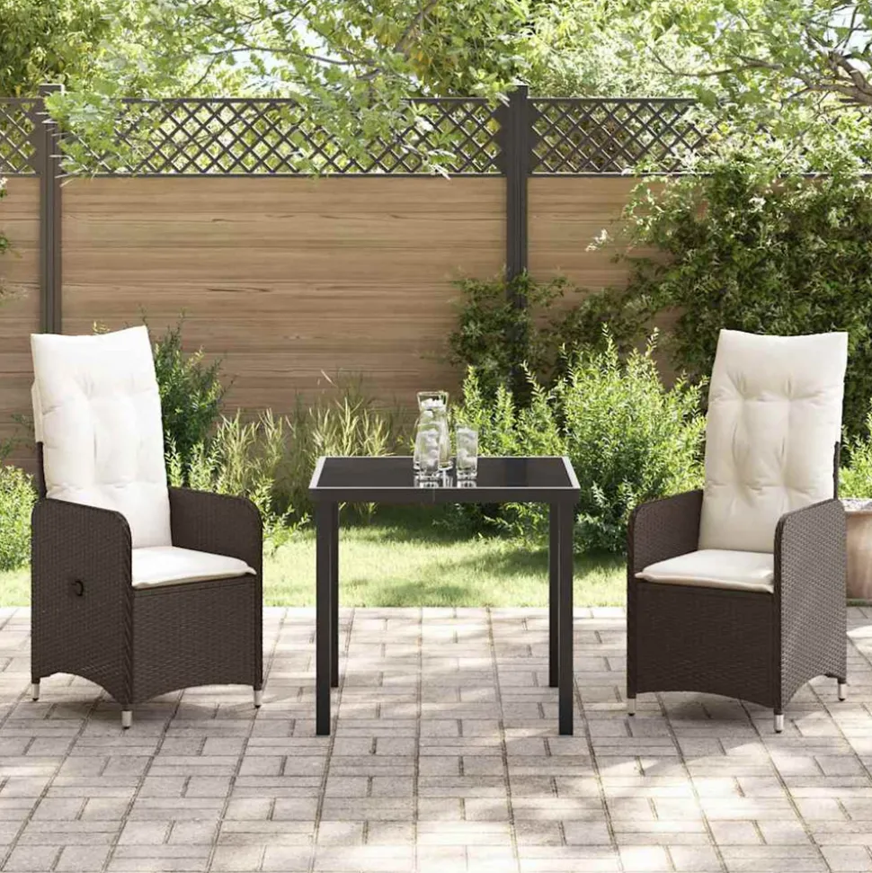 VIDAXL - Ensemble de salle à manger pour jardin 3 pcs marron poly rotin