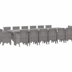 VIDAXL - Ensemble de salle à manger pour jardin 15 pcs gris clair