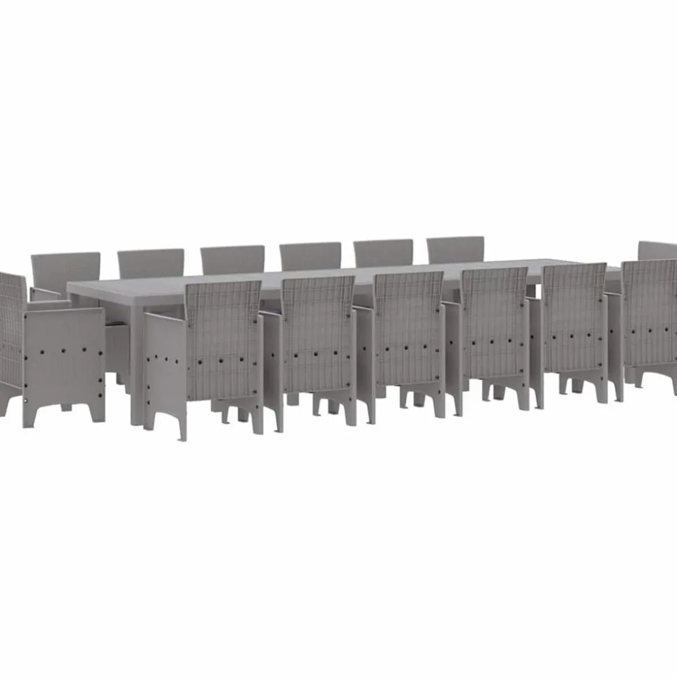 VIDAXL - Ensemble de salle à manger pour jardin 15 pcs gris clair