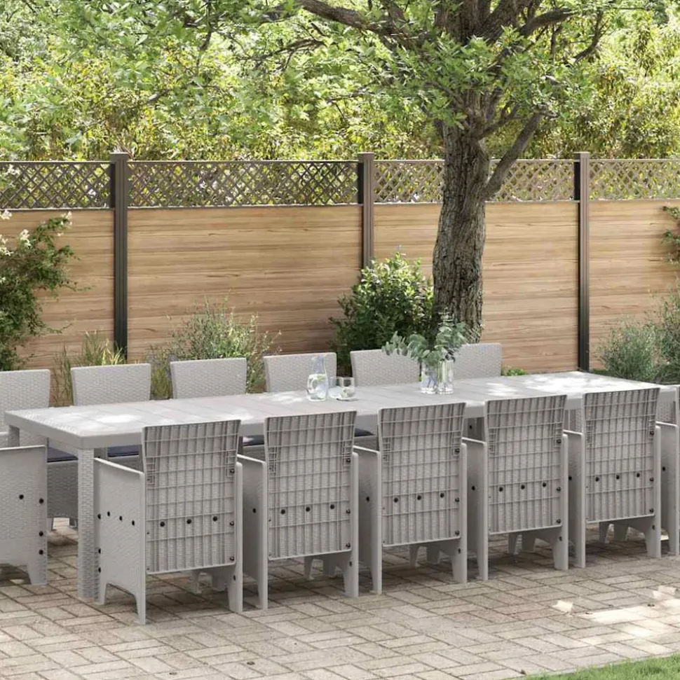 VIDAXL - Ensemble de salle à manger pour jardin 15 pcs gris clair