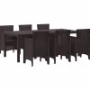 VIDAXL - Ensemble de salle à manger pour jardin 7 pcs marron rattan polt