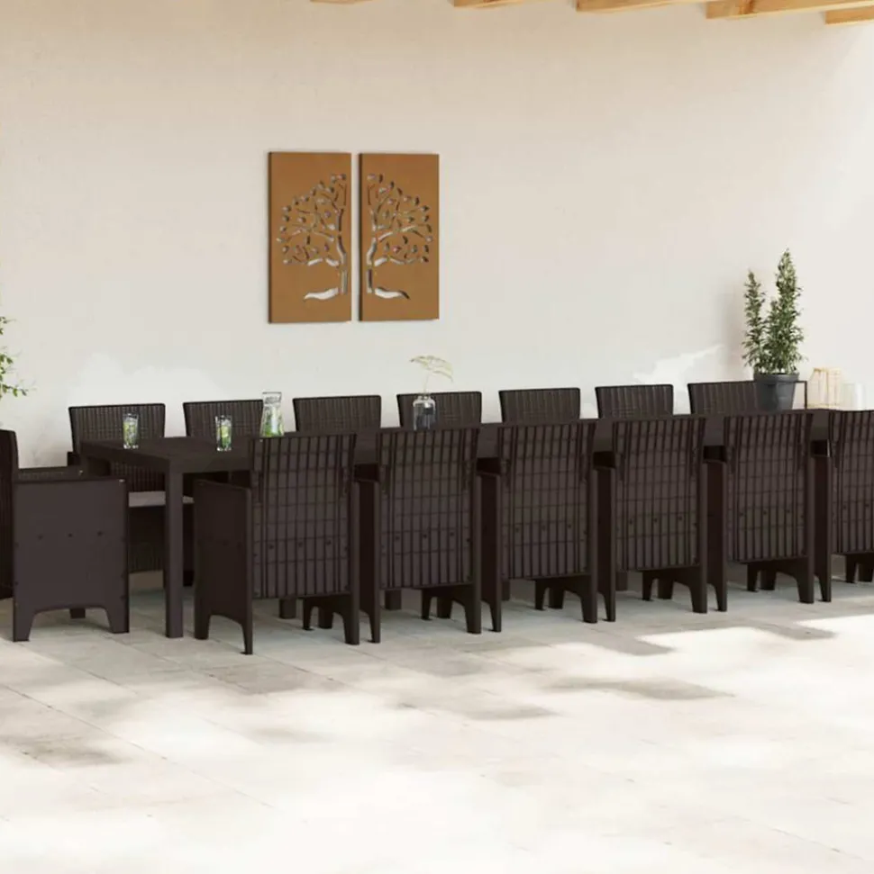 VIDAXL - Ensemble de salle à manger pour jardin 17 pcs marron