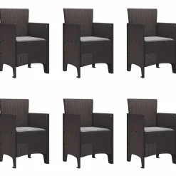 VIDAXL - Ensemble de salle à manger pour jardin 7 pcs marron rattan polt