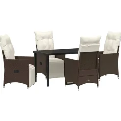 VIDAXL - Ensemble de salle à manger pour jardin 5 pcs marron poly rotin