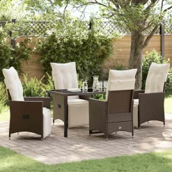 VIDAXL - Ensemble de salle à manger pour jardin 5 pcs marron poly rotin
