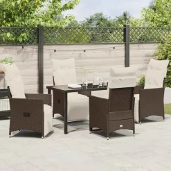 VIDAXL - Ensemble de salle à manger pour jardin 5 pcs marron poly rotin