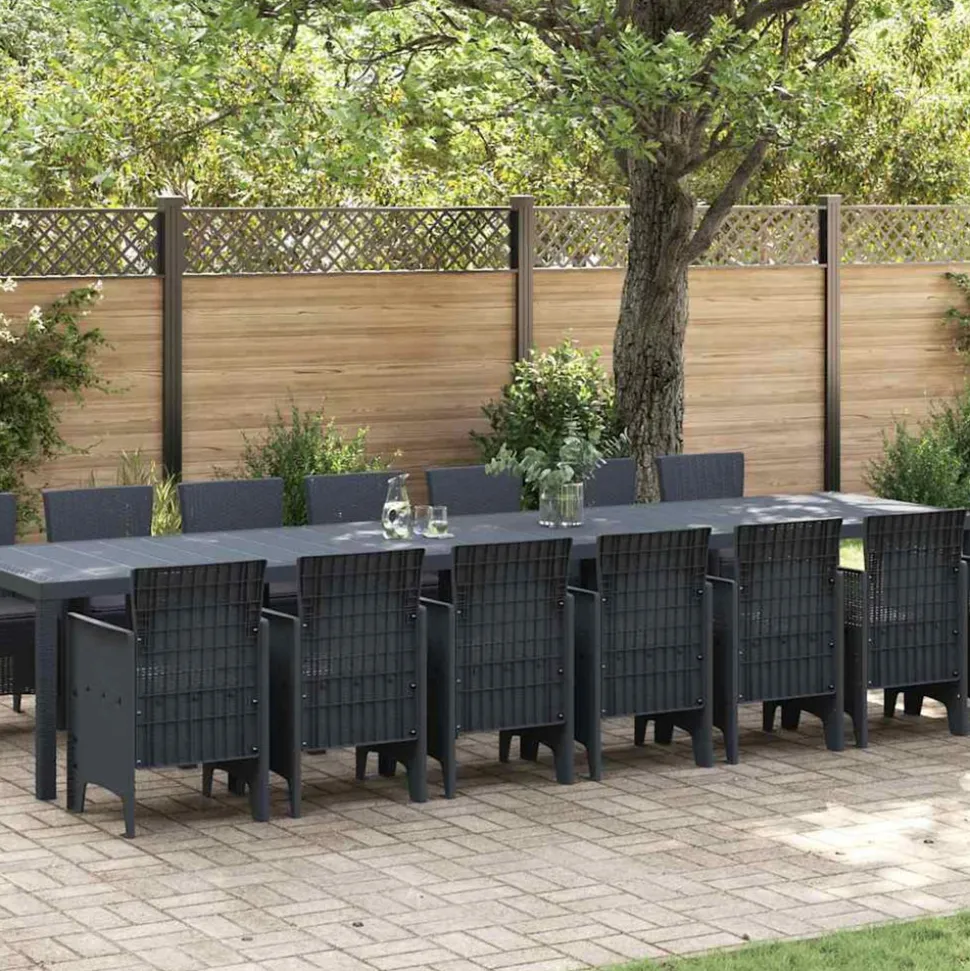 VIDAXL - Ensemble de salle à manger pour jardin 15 pcs anthracite