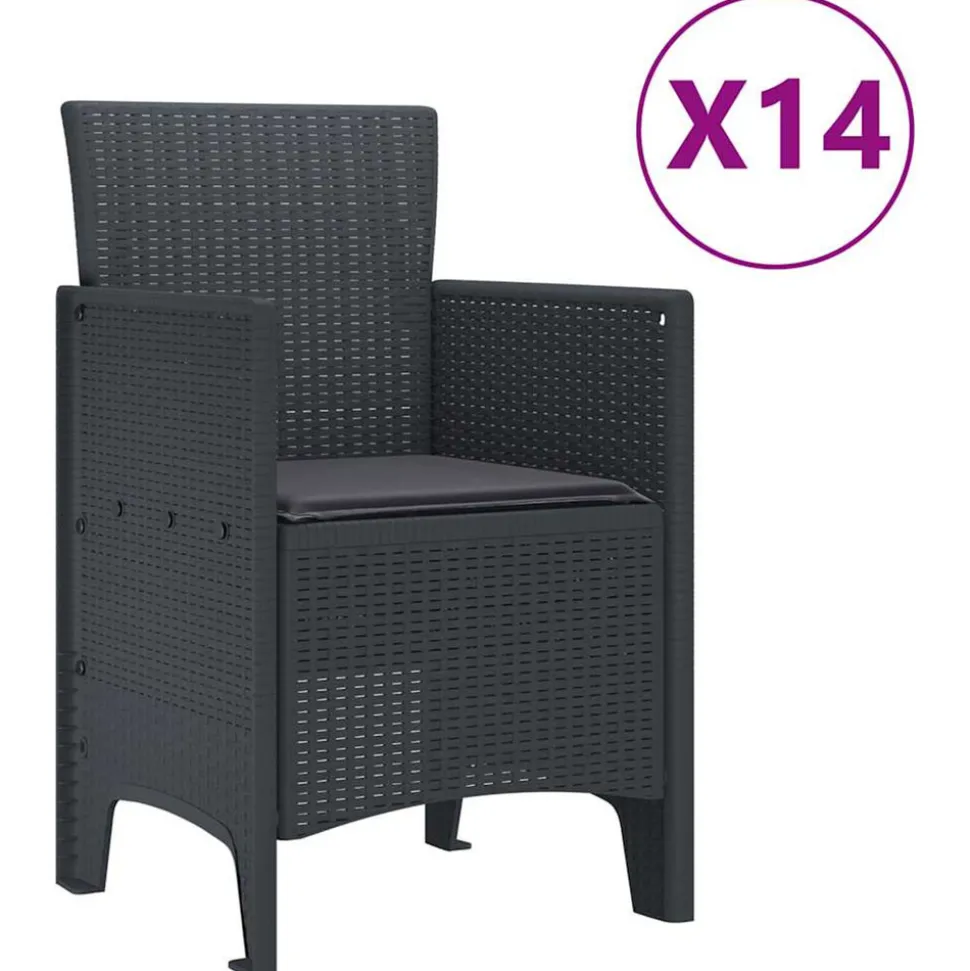 VIDAXL - Ensemble de salle à manger pour jardin 15 pcs anthracite