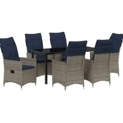 VIDAXL - Ensemble de salle à manger pour jardin 7 pcs gris polyrotin