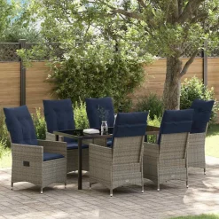 VIDAXL - Ensemble de salle à manger pour jardin 7 pcs gris polyrotin