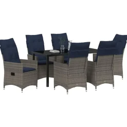 VIDAXL - Ensemble de salle à manger pour jardin 7 pcs gris polyrotin