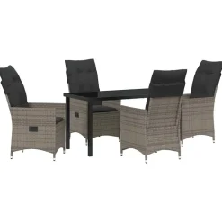 VIDAXL - Ensemble de salle à manger pour jardin 5 pcs gris poly rotin