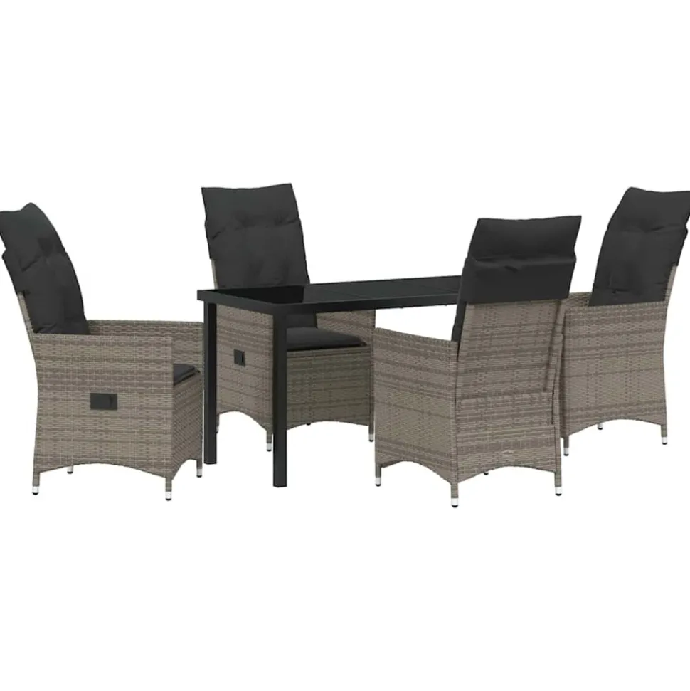 VIDAXL - Ensemble de salle à manger pour jardin 5 pcs gris poly rotin