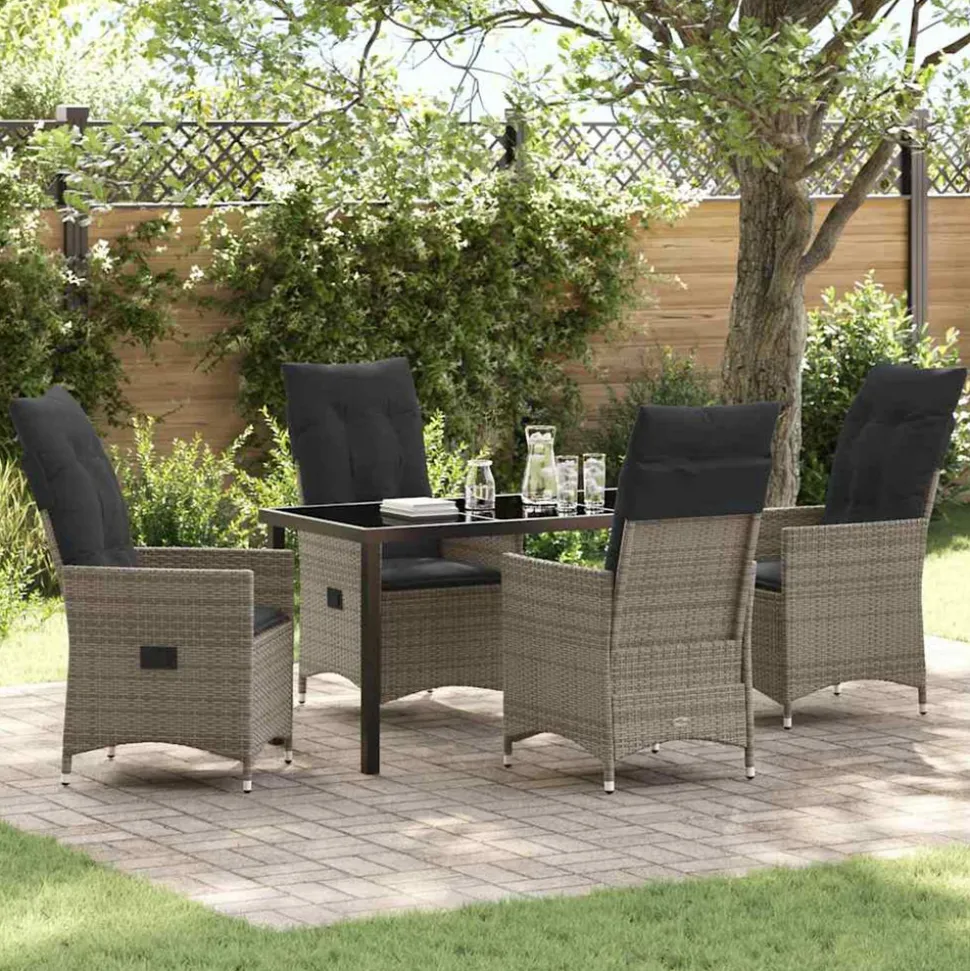 VIDAXL - Ensemble de salle à manger pour jardin 5 pcs gris poly rotin
