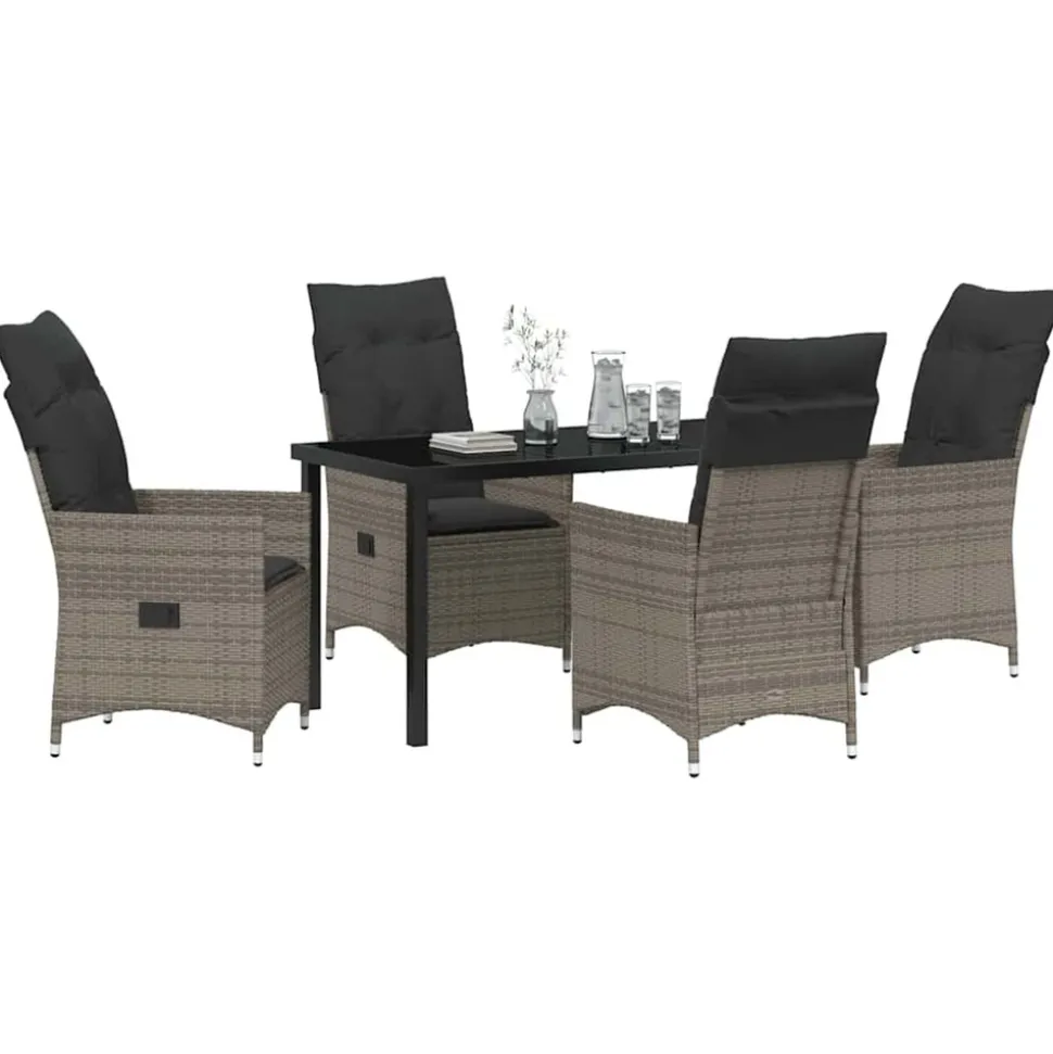 VIDAXL - Ensemble de salle à manger pour jardin 5 pcs gris poly rotin