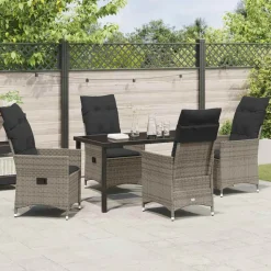 VIDAXL - Ensemble de salle à manger pour jardin 5 pcs gris poly rotin