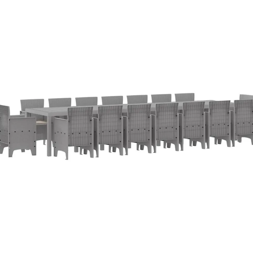 VIDAXL - Ensemble de salle à manger pour jardin 17 pcs gris clair