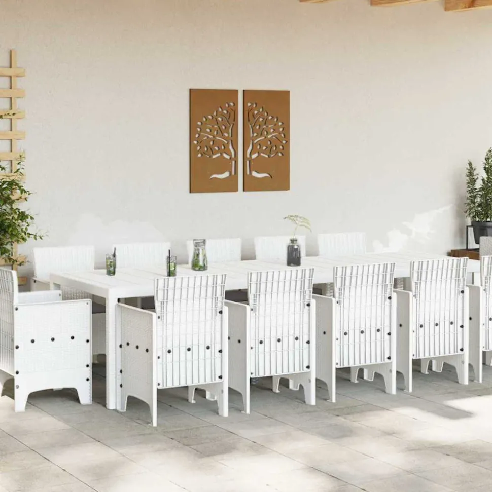 VIDAXL - Ensemble de salle à manger pour jardin 13 pcs blanc