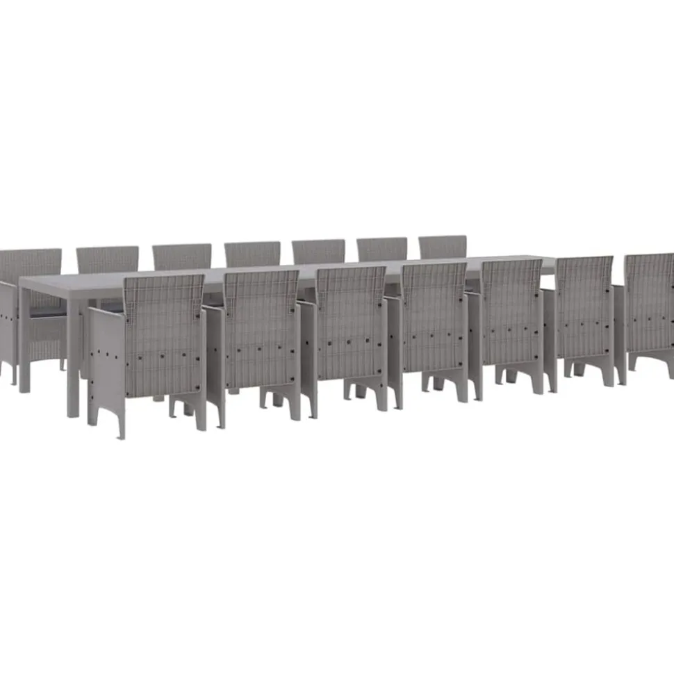 VIDAXL - Ensemble de salle à manger pour jardin 15 pcs gris clair