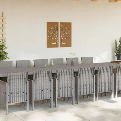 VIDAXL - Ensemble de salle à manger pour jardin 15 pcs gris clair