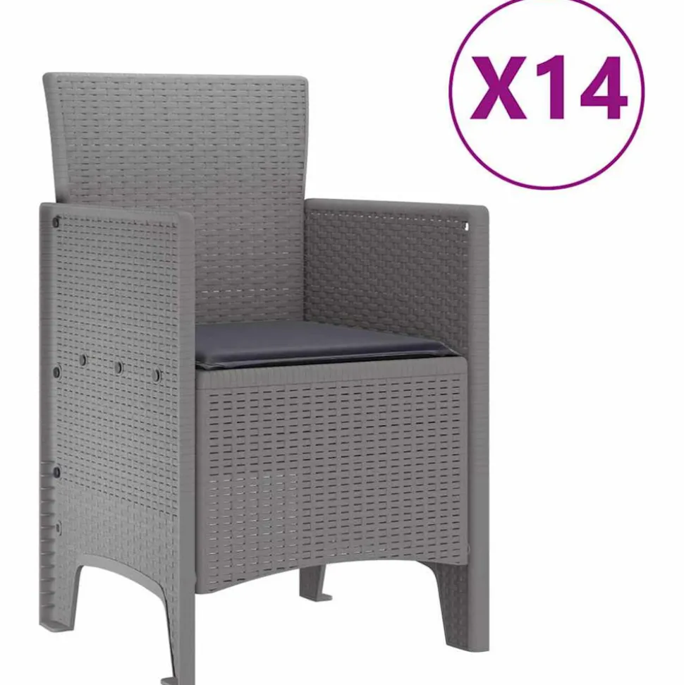 VIDAXL - Ensemble de salle à manger pour jardin 15 pcs gris clair