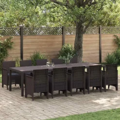 VIDAXL - Ensemble de salle à manger pour jardin avec coussin 11 pcs