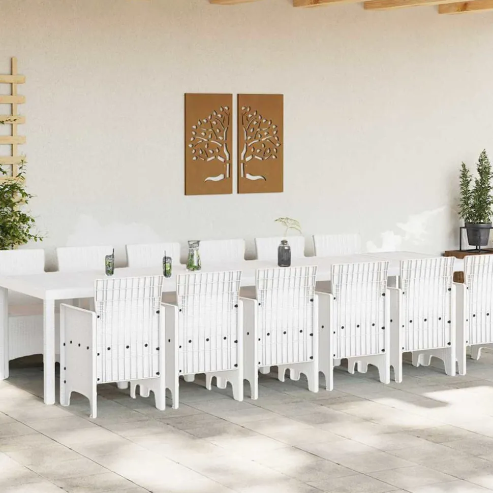 VIDAXL - Ensemble de salle à manger pour jardin 13 pcs blanc rattan polt