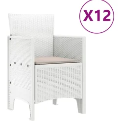 VIDAXL - Ensemble de salle à manger pour jardin 13 pcs blanc rattan polt