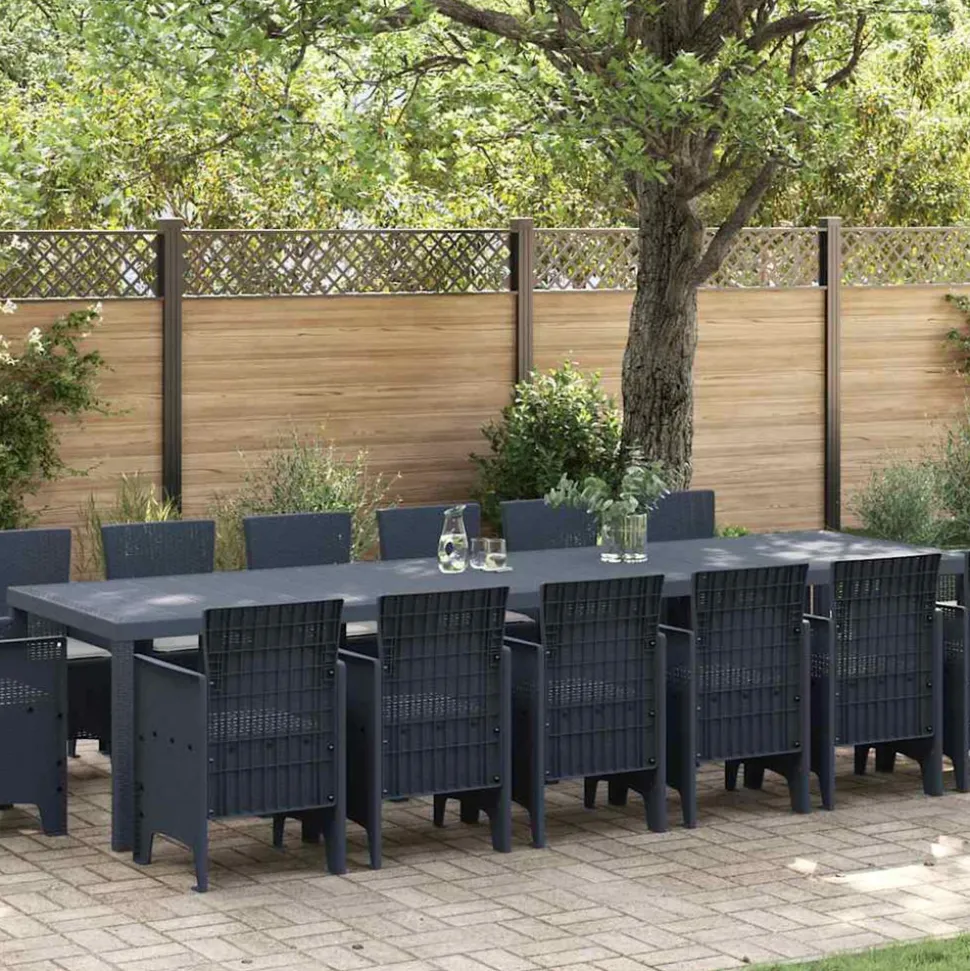 VIDAXL - Ensemble de salle à manger pour jardin 15 pcs anthracite