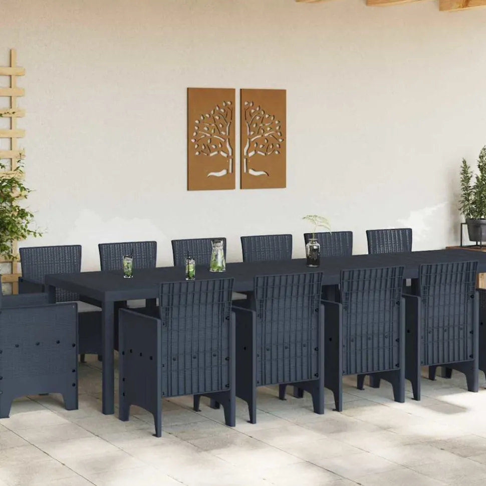 VIDAXL - Ensemble de salle à manger pour jardin 15 pcs anthracite