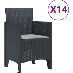 VIDAXL - Ensemble de salle à manger pour jardin 15 pcs anthracite