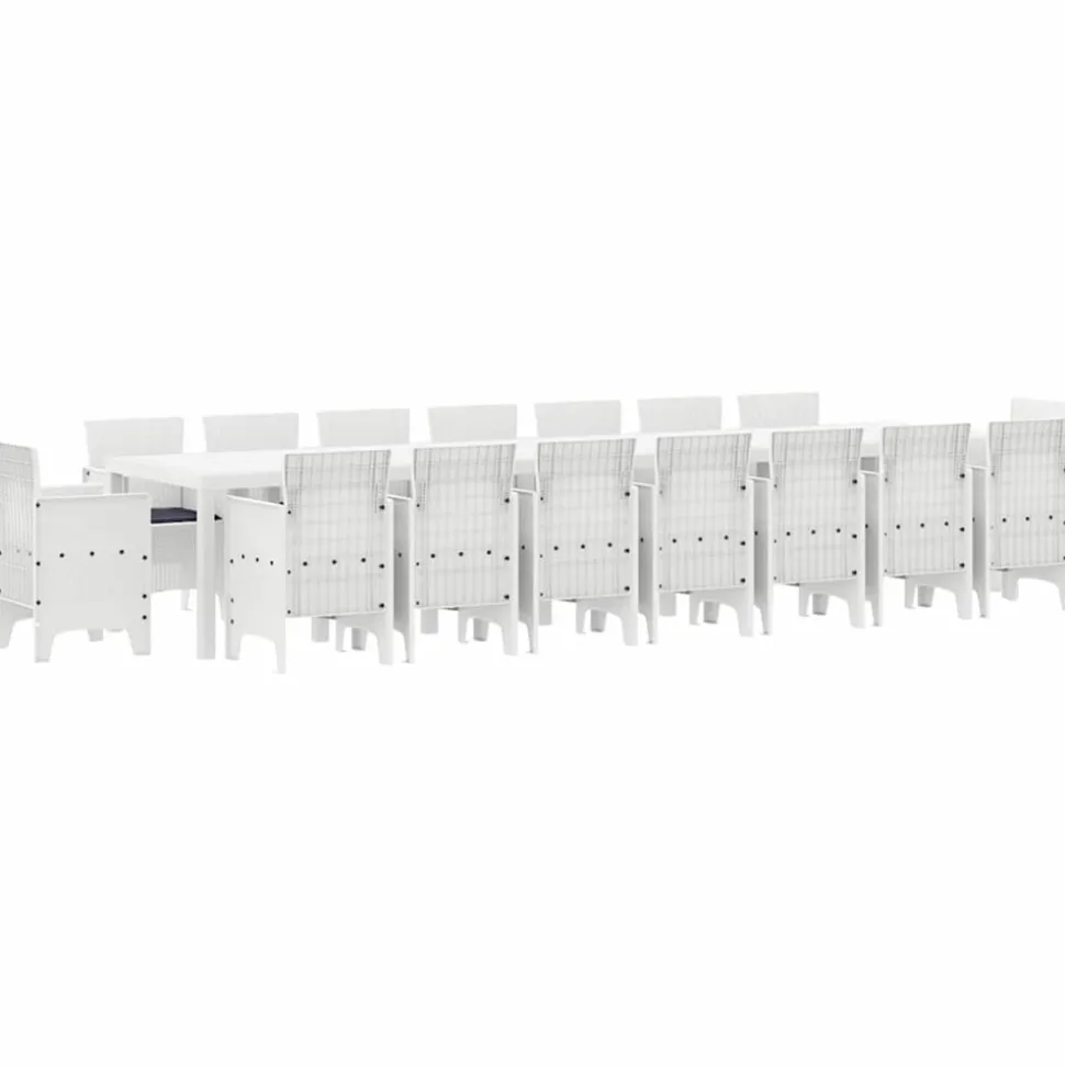 VIDAXL - Ensemble de salle à manger pour jardin 17 pcs blanc rattan polt