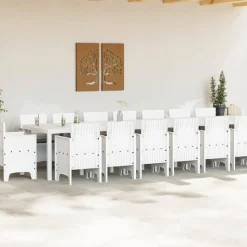 VIDAXL - Ensemble de salle à manger pour jardin 17 pcs blanc rattan polt