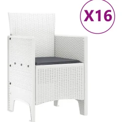 VIDAXL - Ensemble de salle à manger pour jardin 17 pcs blanc rattan polt