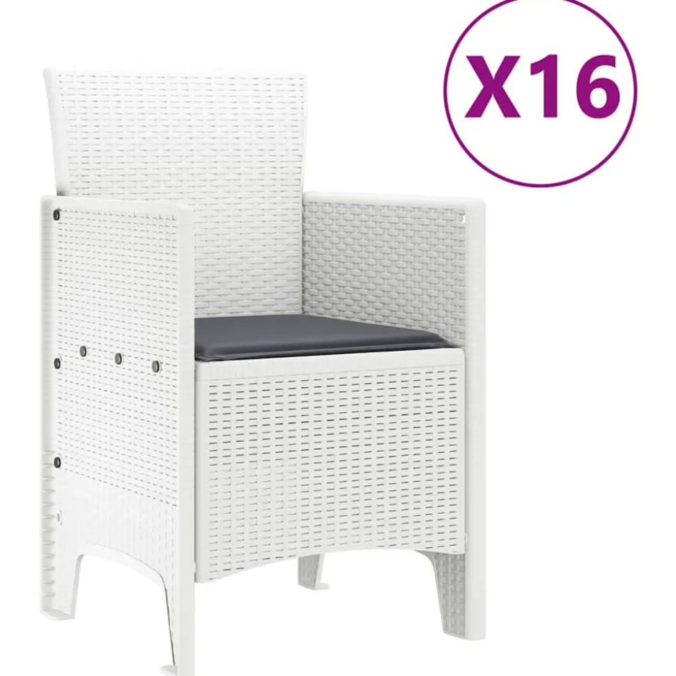 VIDAXL - Ensemble de salle à manger pour jardin 17 pcs blanc rattan polt