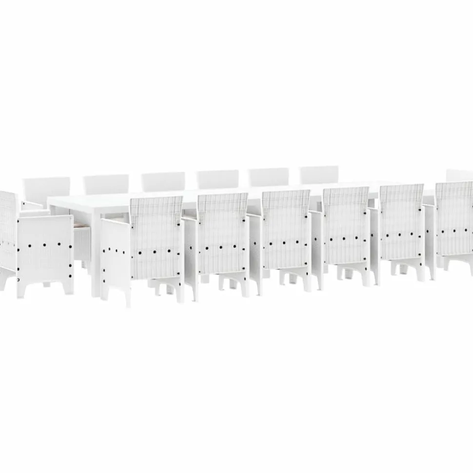VIDAXL - Ensemble de salle à manger pour jardin 15 pcs blanc rattan polt